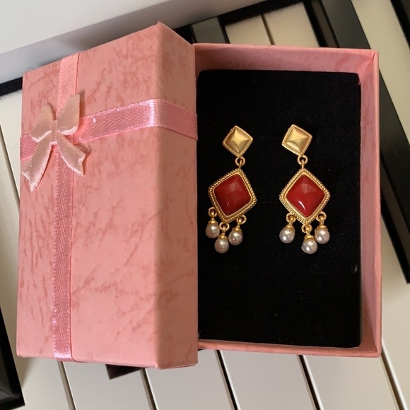 💎PRICE🔻 S925 Post Gold Plated Agate Pearl Earrings high quality real stone - Picture 5 of 5